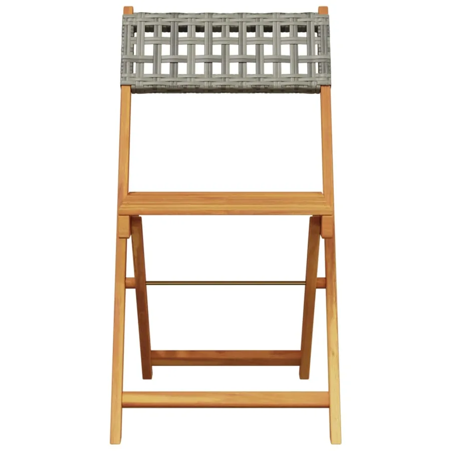 Ensemble à manger de jardin 5 pcs résine tressée et bois massif - 4