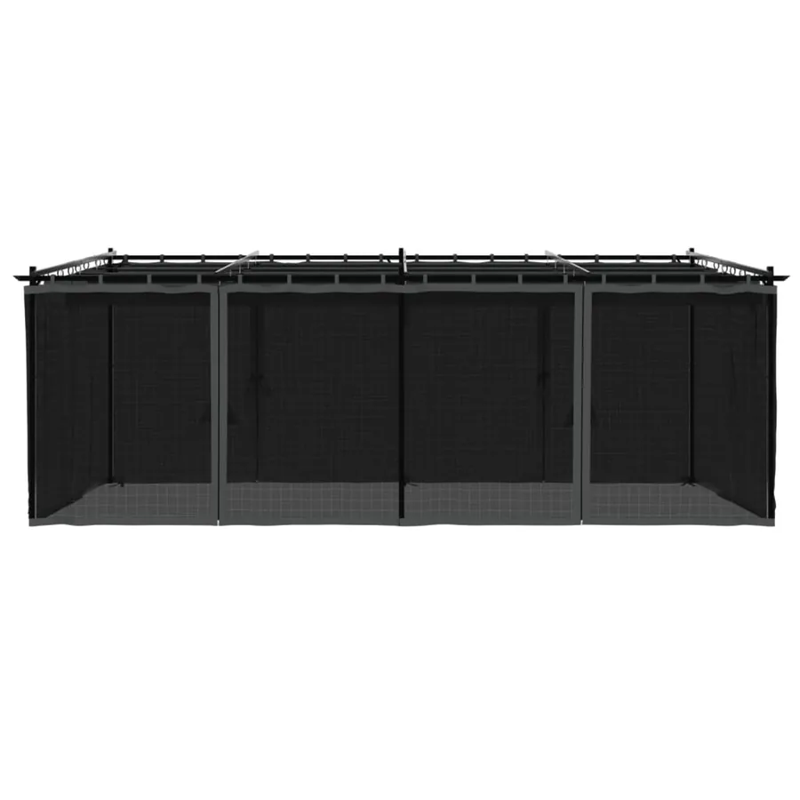 Tonnelle avec parois en filet anthracite 6x3 m acier - 4
