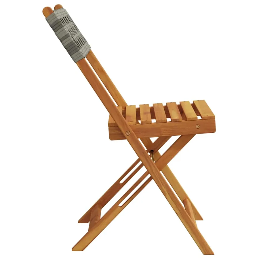 Chaises de jardin pliantes lot de 4 gris poly rotin bois massif - 5