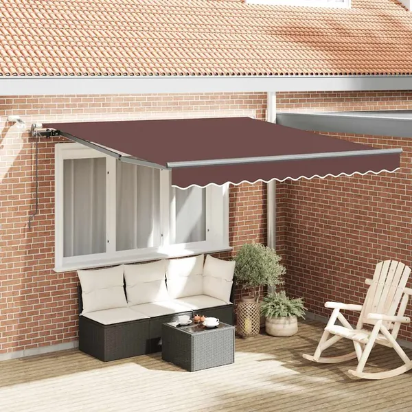 Auvent rétractable automatique avec LED marron 300x250 cm