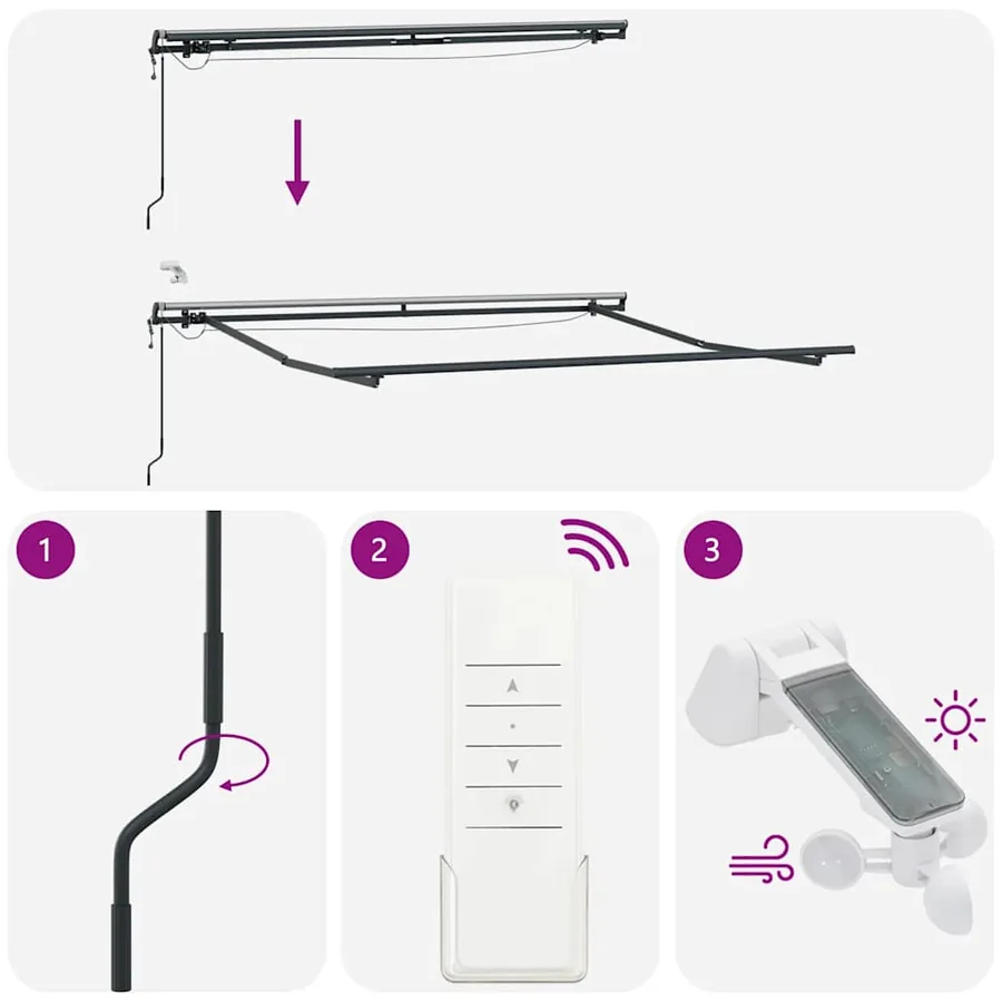 Auvent rétractable automatique avec LED marron 300x250 cm - 10