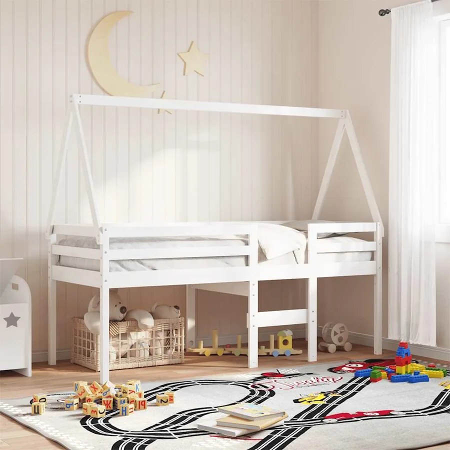Toit de lit pour enfants blanc 209x85,5x88cm bois de pin massif