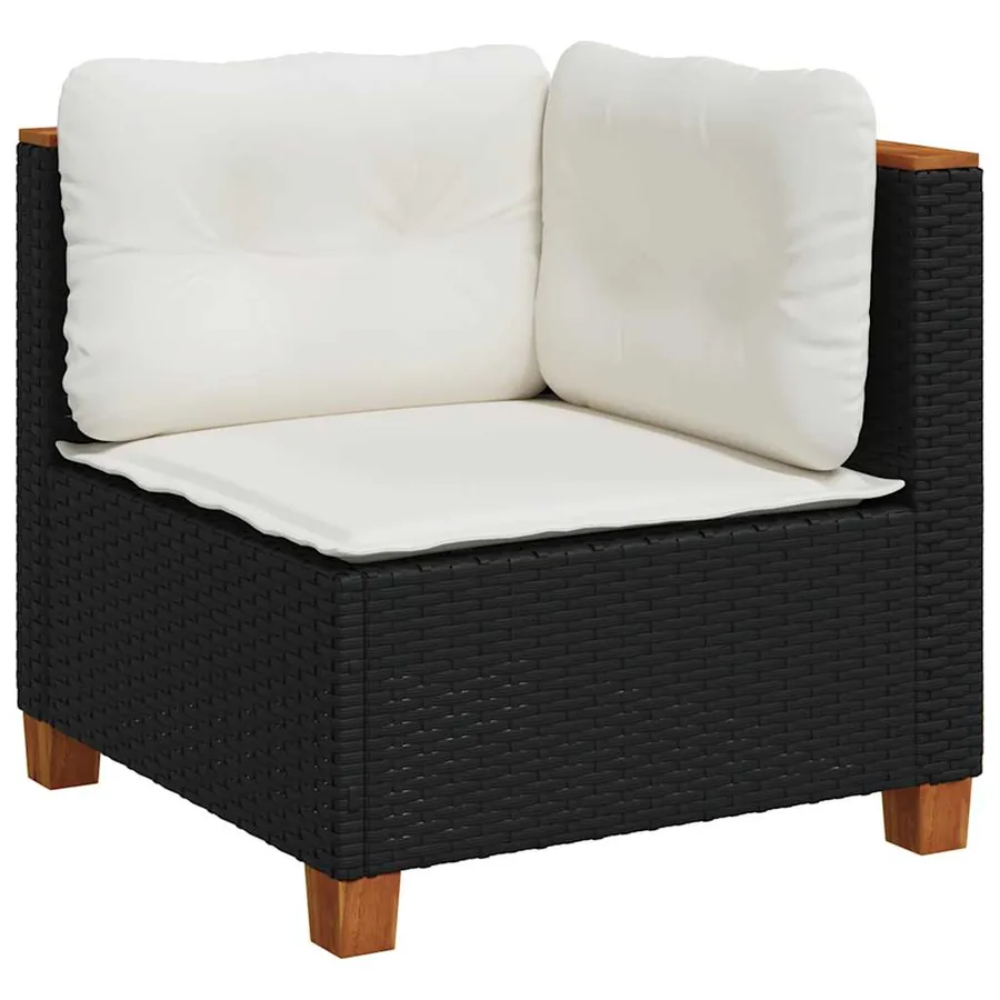 Salon de jardin 8 pcs avec coussins noir résine tressée - 3