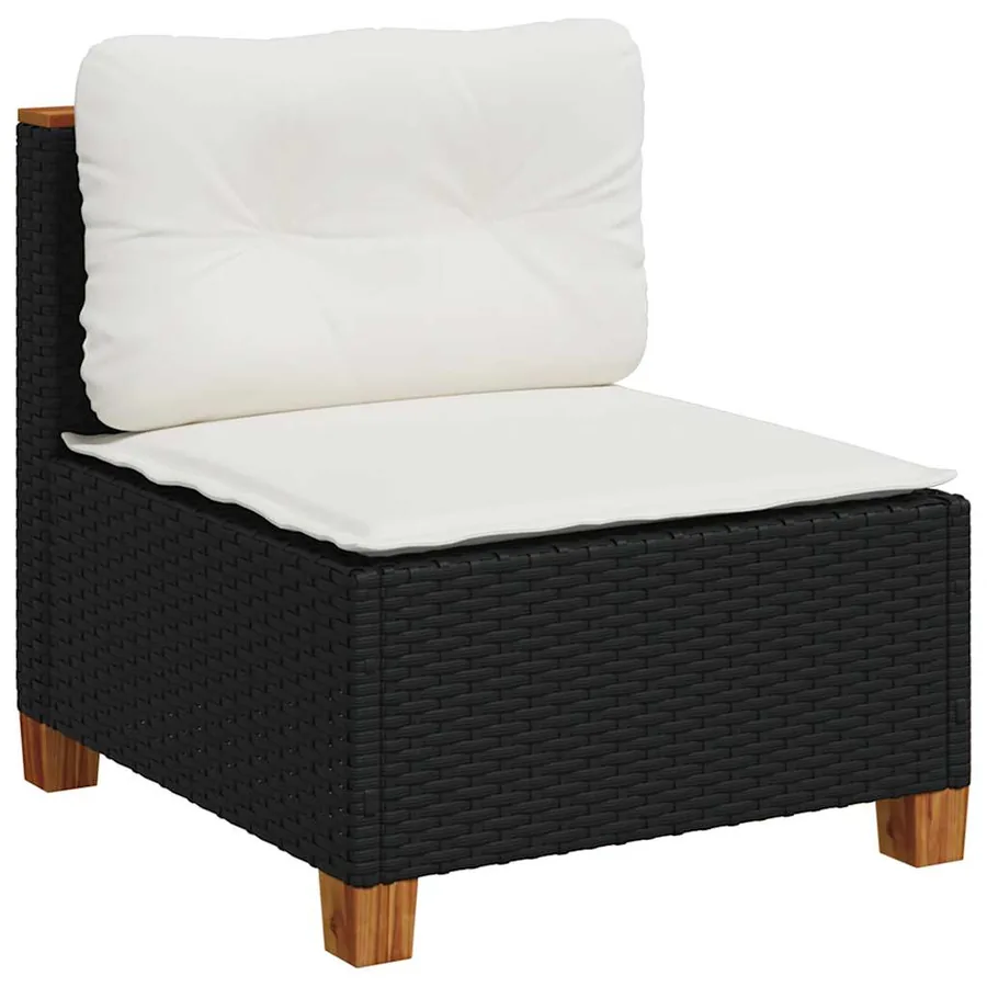 Salon de jardin 8 pcs avec coussins noir résine tressée - 4