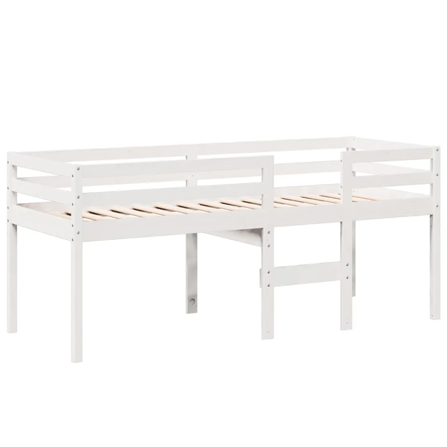 Lit haut sans matelas blanc 80x200 cm bois de pin massif - 5