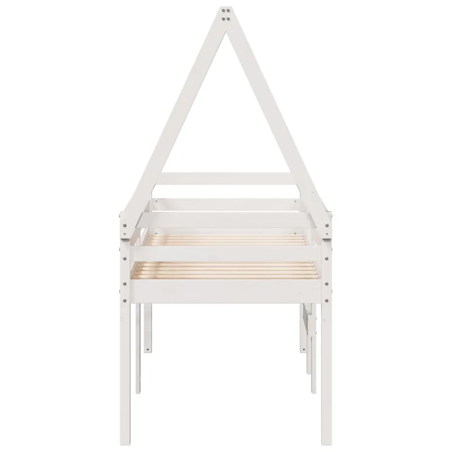 Lit haut sans matelas blanc 80x200 cm bois de pin massif - 7