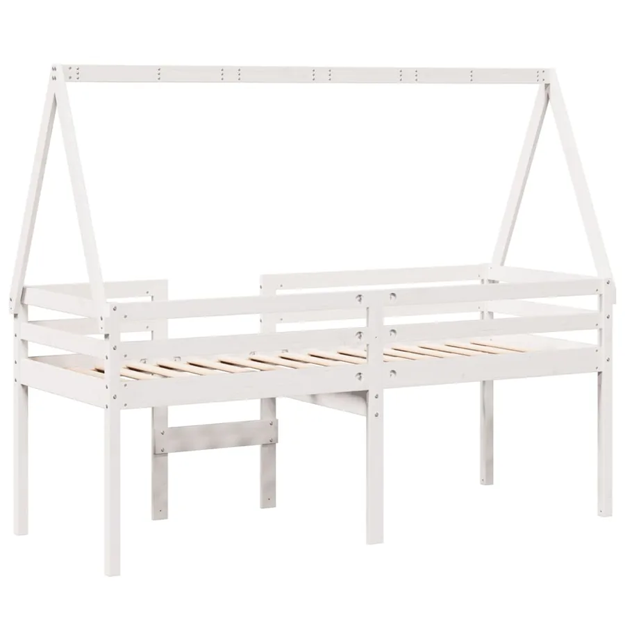 Lit haut sans matelas blanc 80x200 cm bois de pin massif - 8