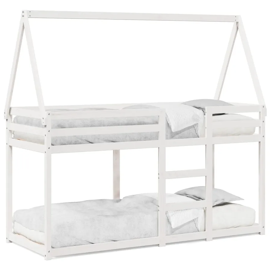 Lit superposé sans matelas blanc 80x200 cm bois de pin massif - 2