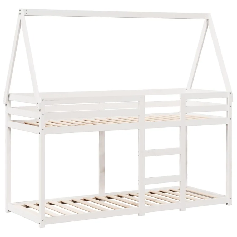 Lit superposé sans matelas blanc 80x200 cm bois de pin massif - 3