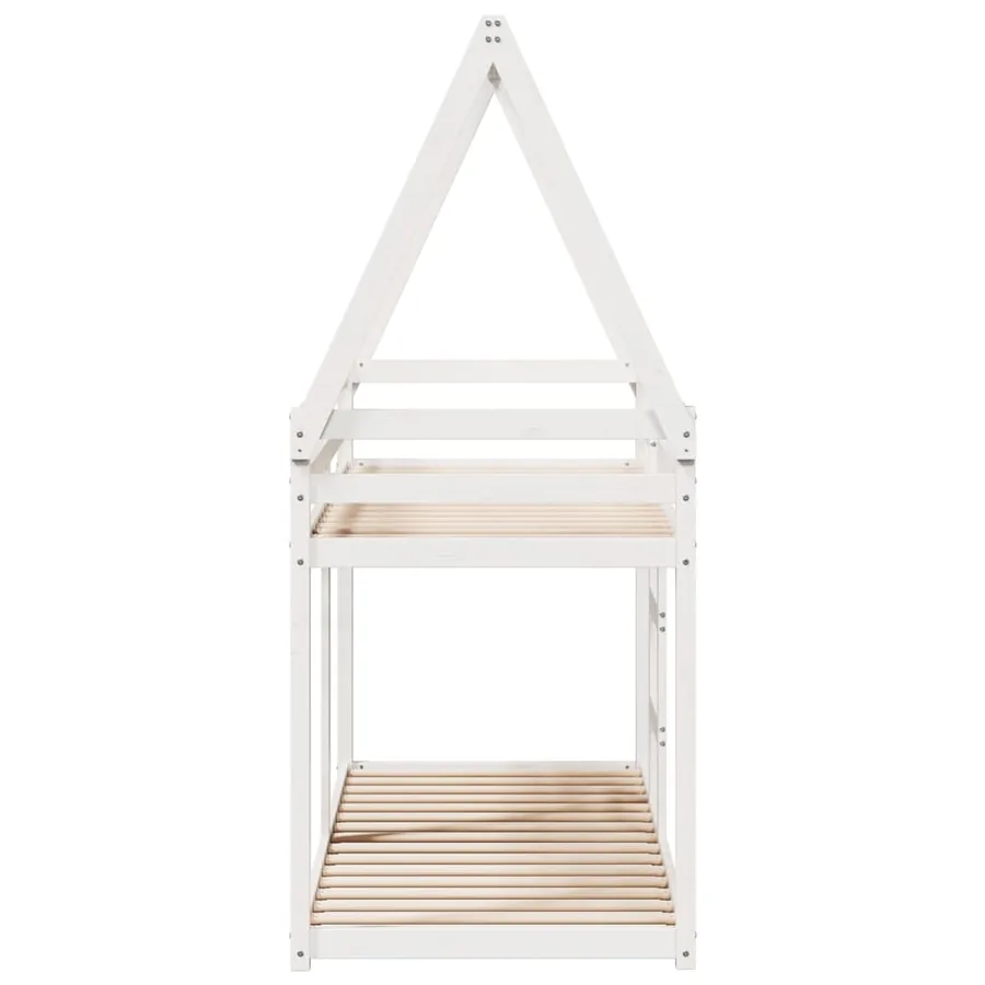 Lit superposé sans matelas blanc 80x200 cm bois de pin massif - 5