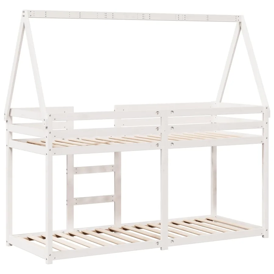 Lit superposé sans matelas blanc 80x200 cm bois de pin massif - 6