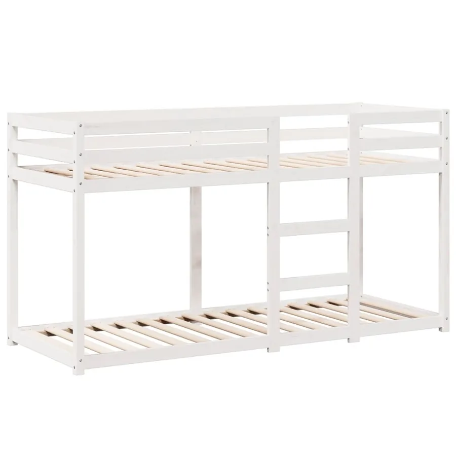 Lit superposé sans matelas blanc 80x200 cm bois de pin massif - 7