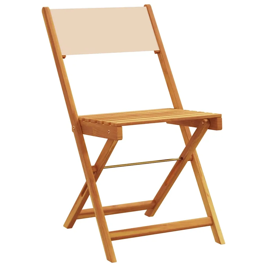 Ensemble de bistro 3 pcs beige tissu et bois massif - 3