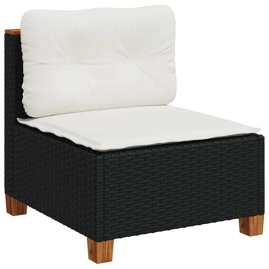 Salon de jardin 4 pcs avec coussins noir résine tressée - 4
