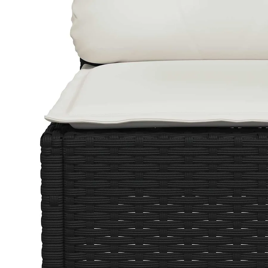 Salon de jardin 4 pcs avec coussins noir résine tressée - 5