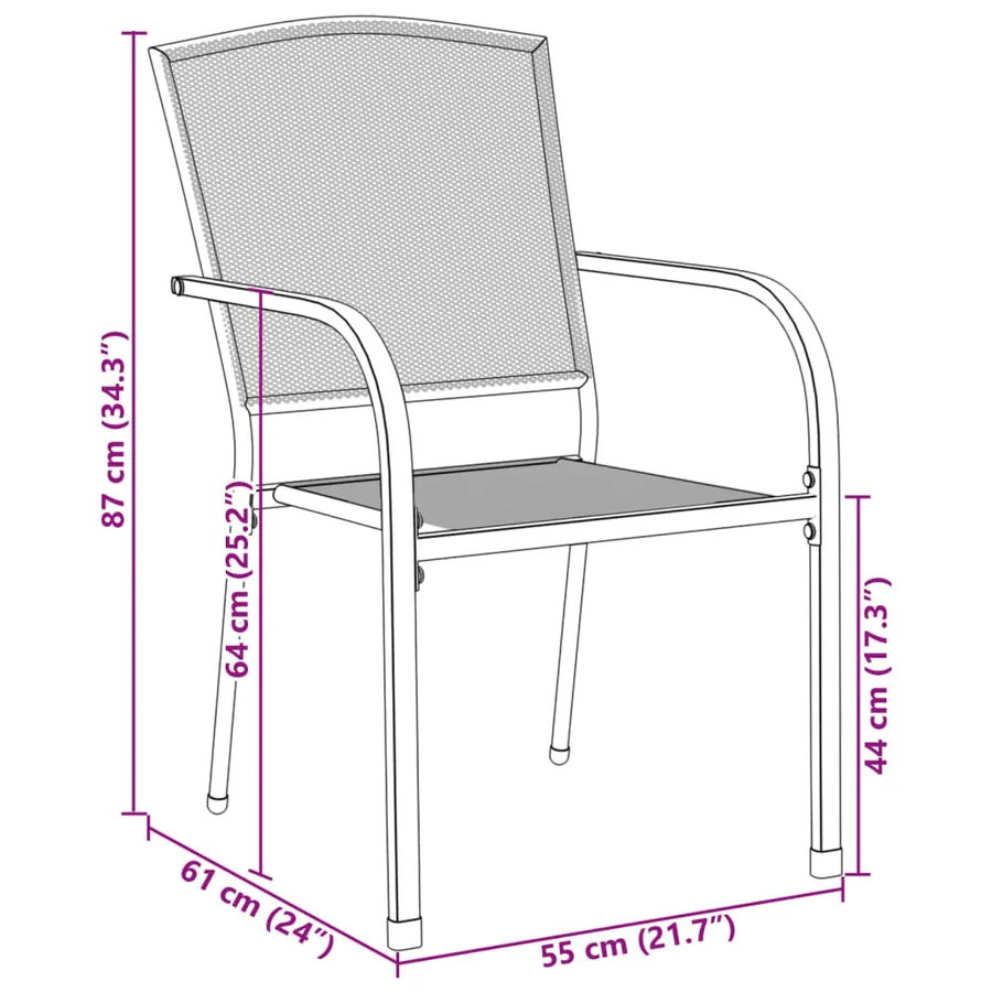 Ensemble de chaises de jardin empilables 3 pcs anthracite - 12