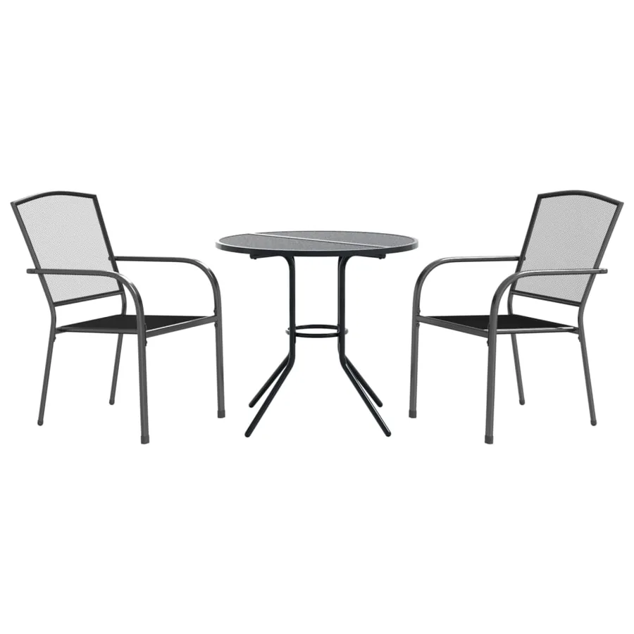 Ensemble de chaises de jardin empilables 3 pcs anthracite - 2