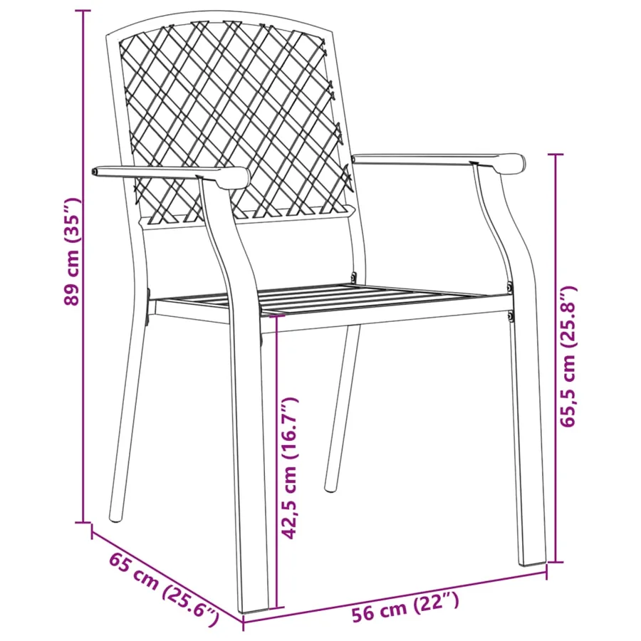 Ensemble de chaises de jardin empilables 3 pcs anthracite - 13