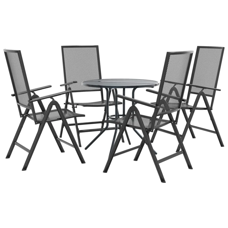 Ensemble de chaises de jardin inclinables 5 pcs anthracite - 2