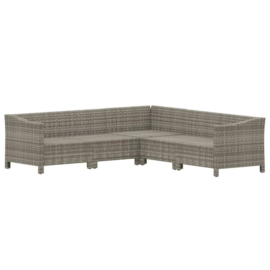 Garden lounge set 5 pcs with cushions Grey Poly rattan - 3