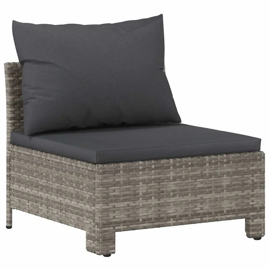 Garden lounge set 5 pcs with cushions Grey Poly rattan - 4