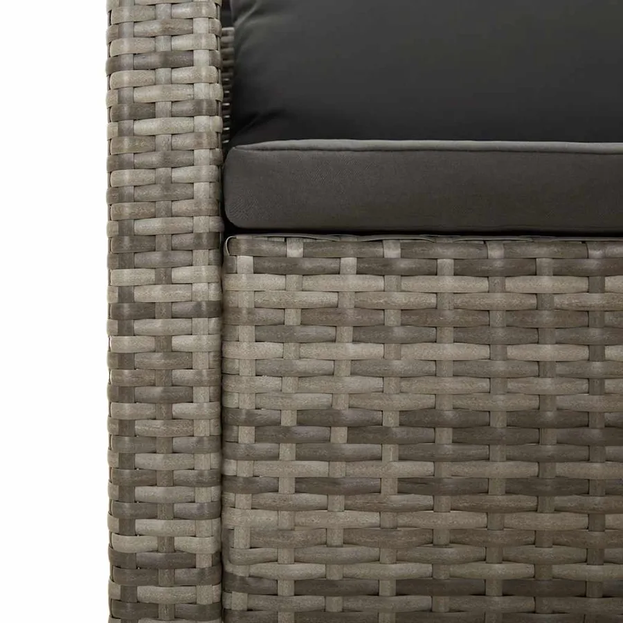 Garden lounge set 5 pcs with cushions Grey Poly rattan - 5