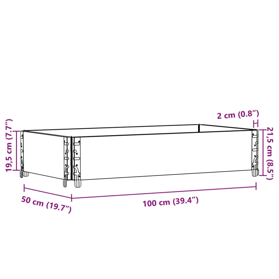 Jardinière gris 100x50 cm bois massif de pin - 8