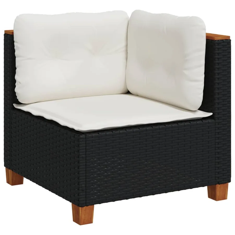 Salon de jardin 6 pcs avec coussins noir résine tressée - 4