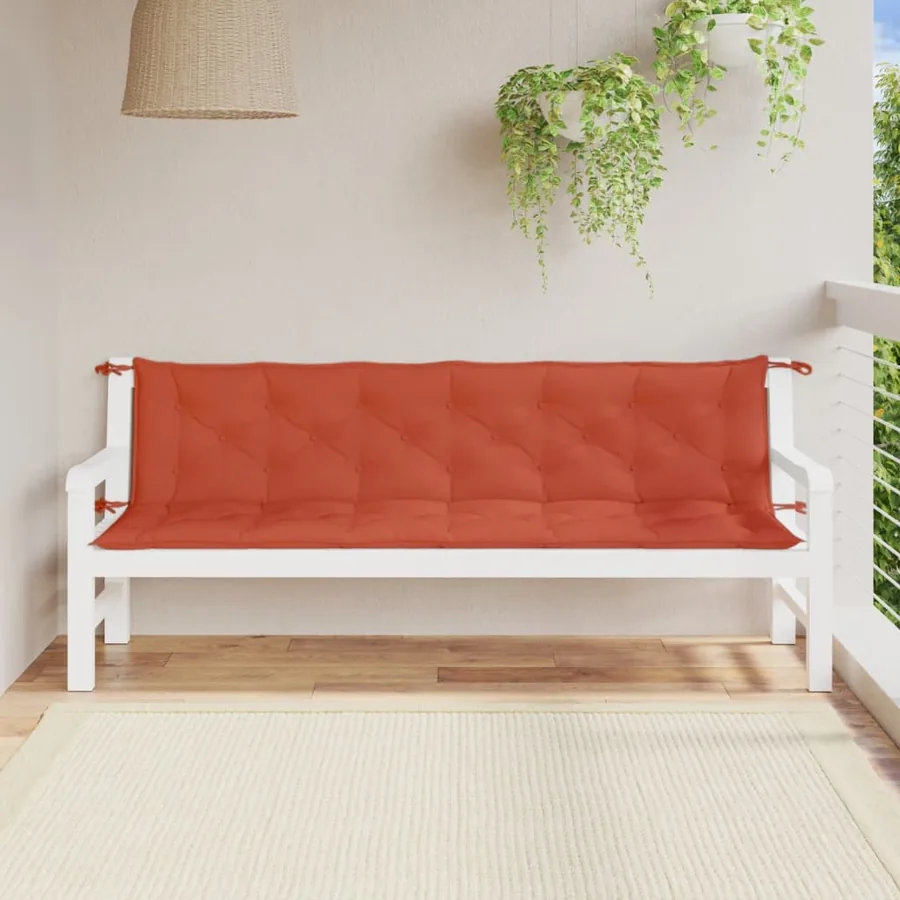 Coussins de banc de jardin lot de 2 rouge mélangé tissu - 3