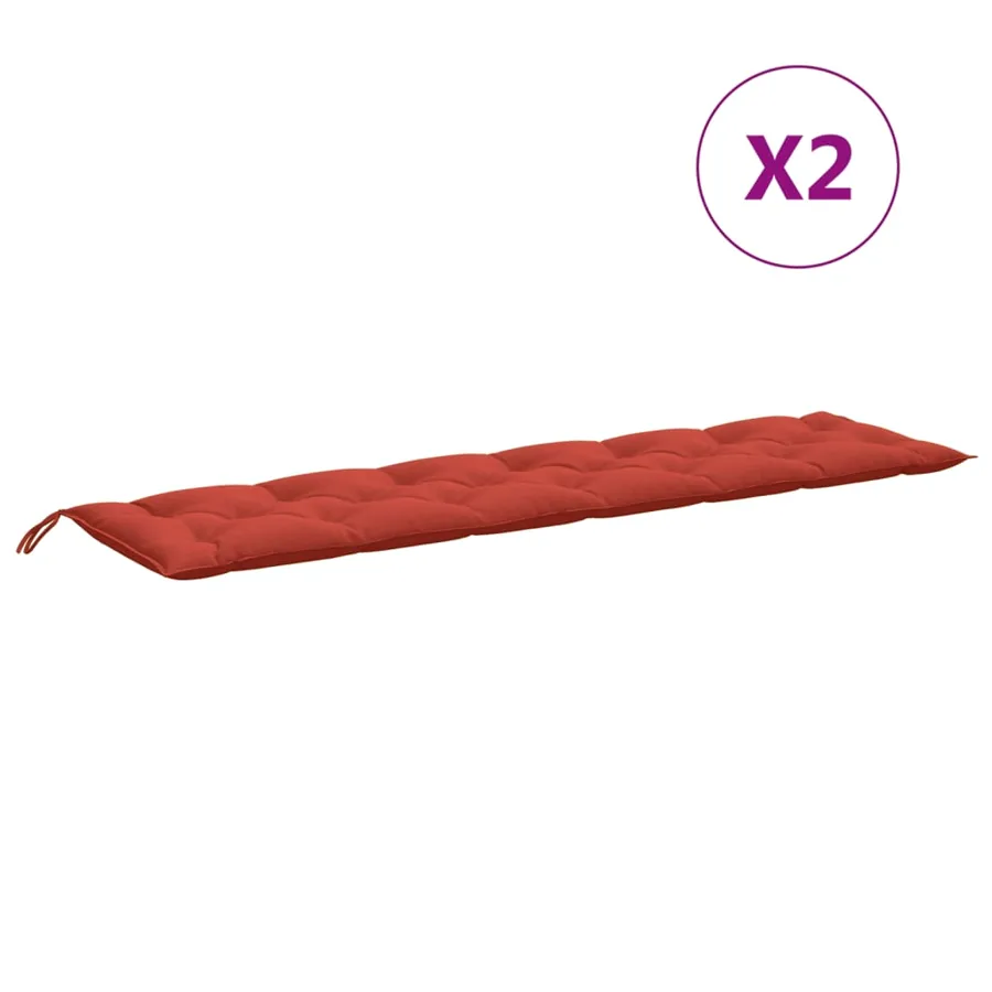 Coussins de banc de jardin lot de 2 rouge mélangé tissu - 4