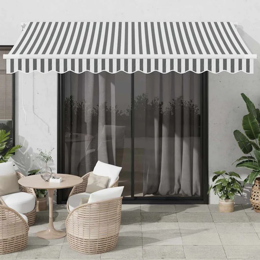 Auvent manuel rétractable anthracite et blanc 350x250 cm