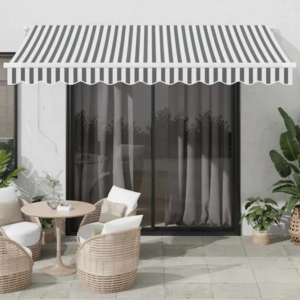 Auvent manuel rétractable anthracite et blanc 350x250 cm