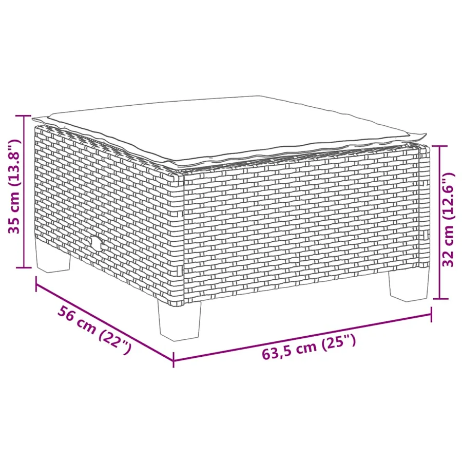 Salon de jardin 7 pcs avec coussins noir résine tressée 63,5 x 63,5 x 62 cm - 63,0 kg - 12