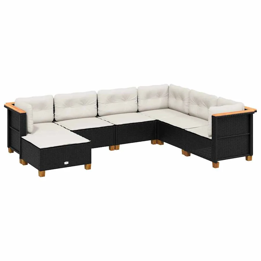 Salon de jardin 7 pcs avec coussins noir résine tressée 63,5 x 63,5 x 62 cm - 63,0 kg - 2
