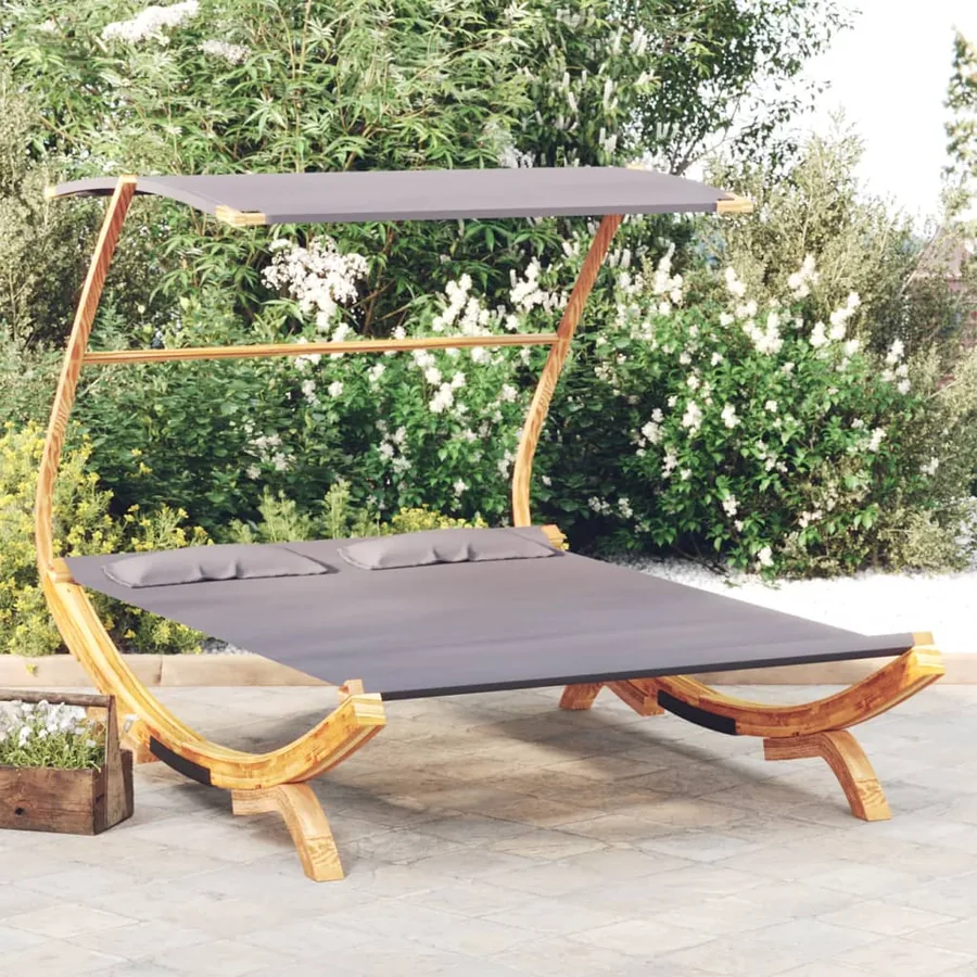 Daybed and Canopy 165x203x138cm Solid Bent Wood Anthracite