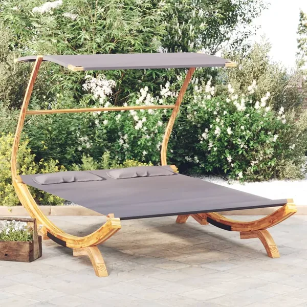 Daybed and Canopy 165x203x138cm Solid Bent Wood Anthracite