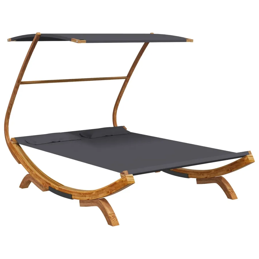 Daybed and Canopy 165x203x138cm Solid Bent Wood Anthracite - 2