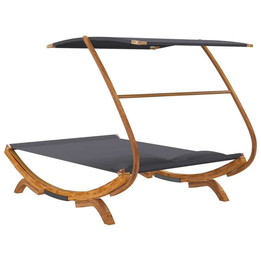 Daybed and Canopy 165x203x138cm Solid Bent Wood Anthracite - 5