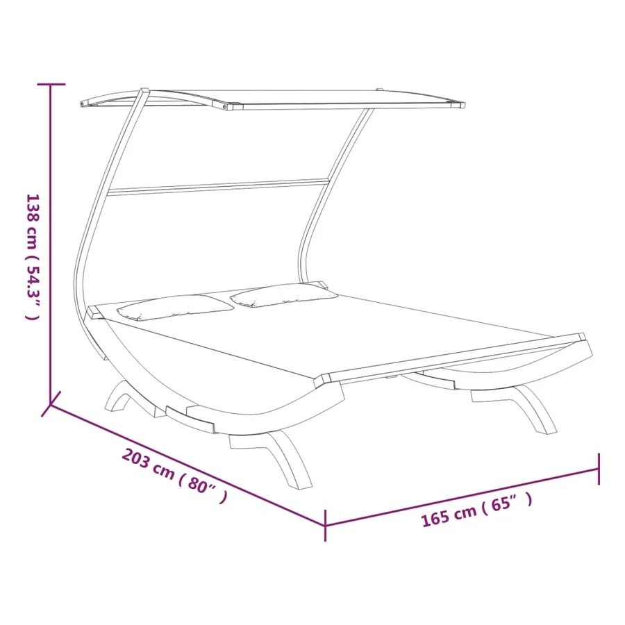 Daybed and Canopy 165x203x138cm Solid Bent Wood Anthracite - 6