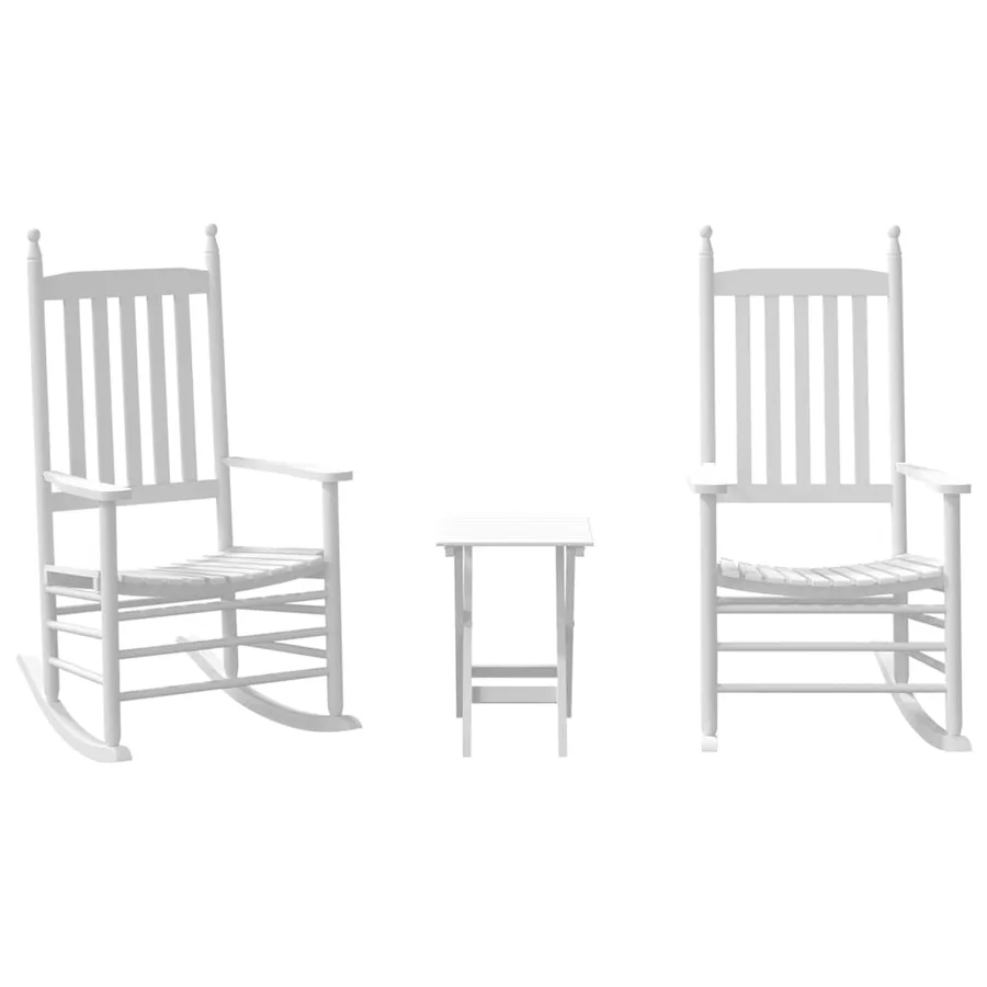 Chaises à bascule lot de 2 table pliable blanc massif peuplier - 2