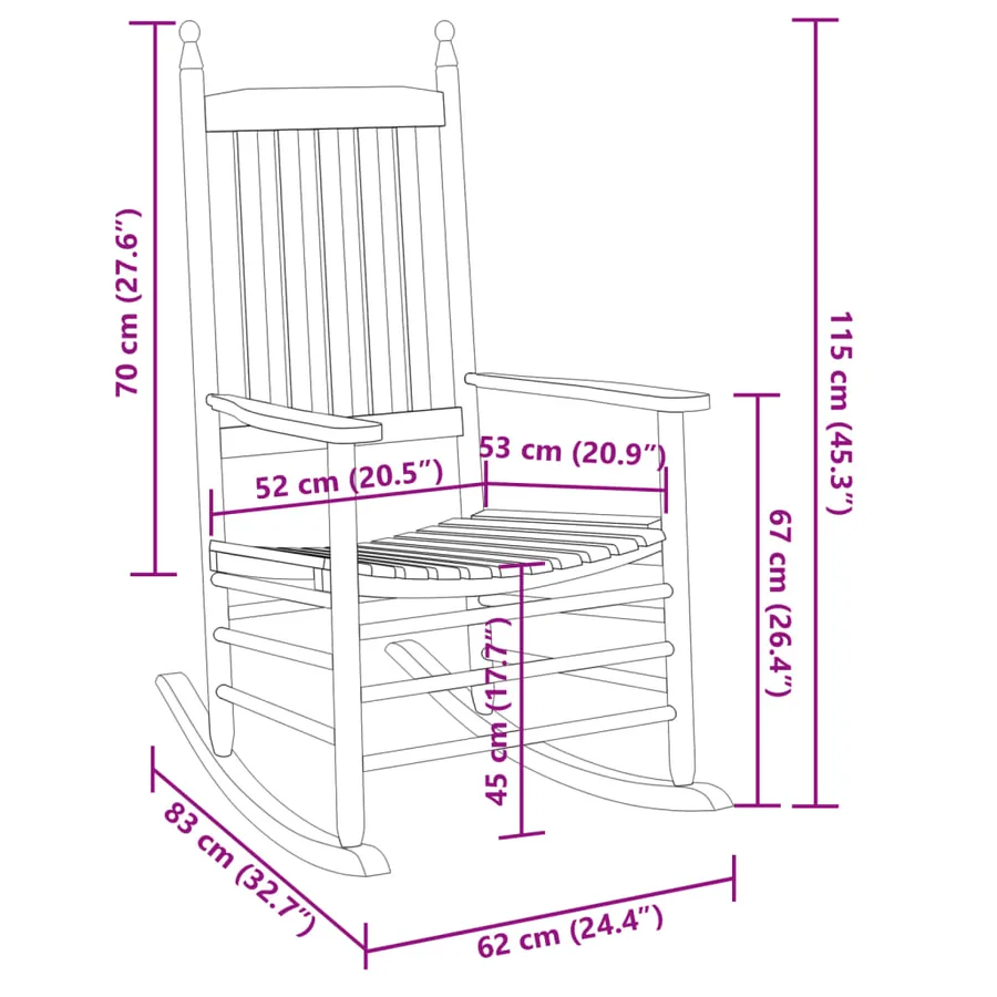 Chaises à bascule lot de 2 table pliable blanc massif peuplier - 8