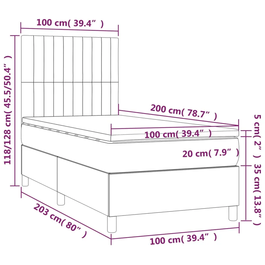 Sommier à lattes de lit avec matelas Marron foncé 100x200 cm - 6