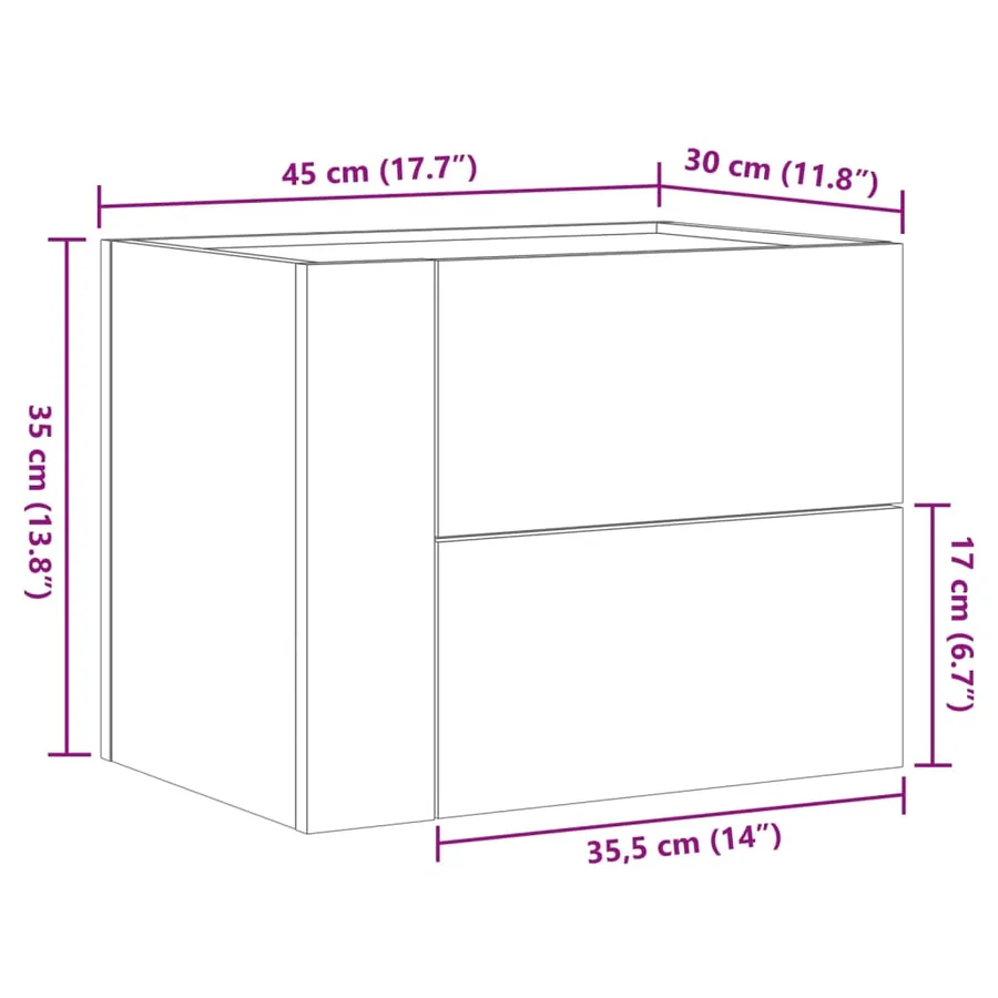 Table de chevet murale chêne marron 45x30x35 cm - 11