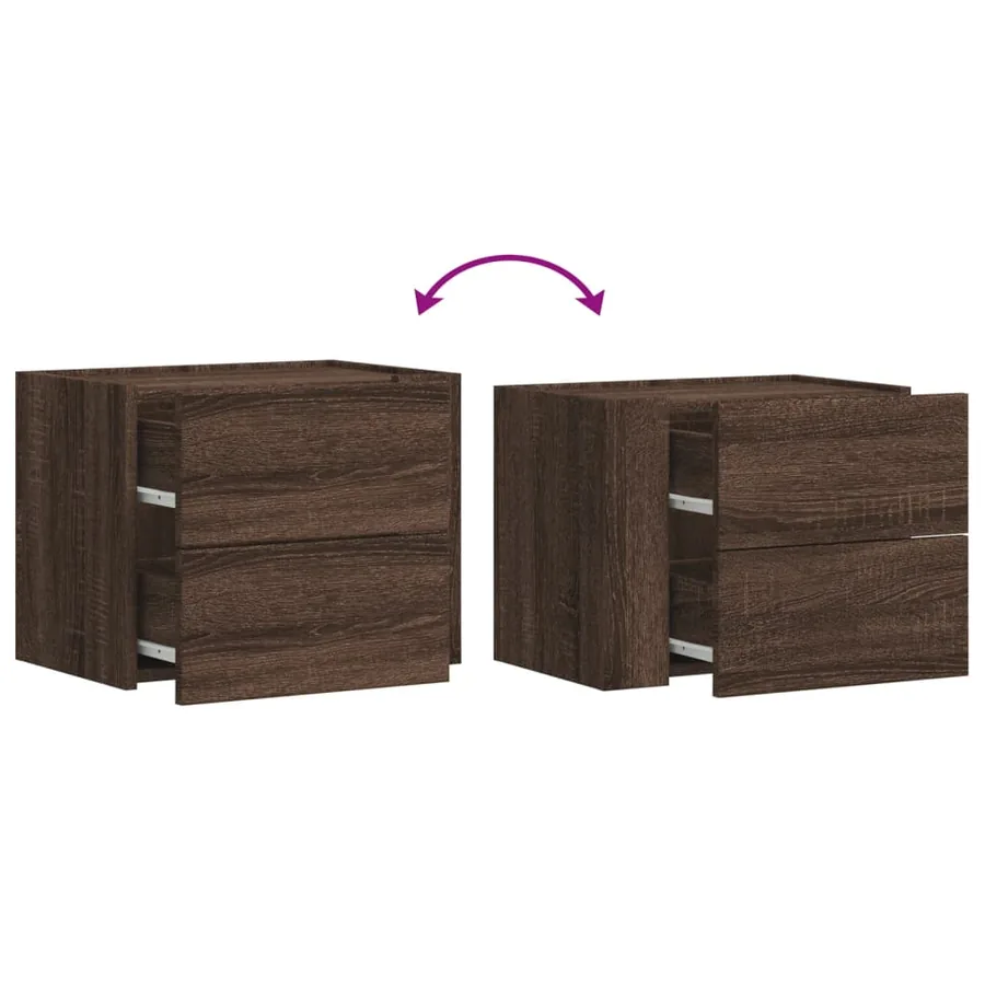 Table de chevet murale chêne marron 45x30x35 cm - 8