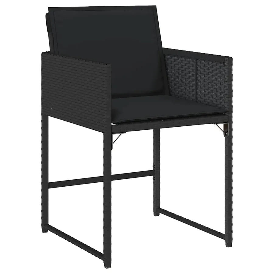 Ensemble à manger de jardin 9pcs coussins noir résine tressée - 3