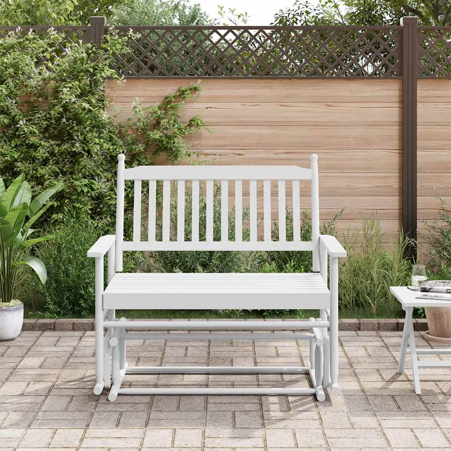 Banc balancelle blanc 118x70x104,5 cm bois massif de peuplier - 3