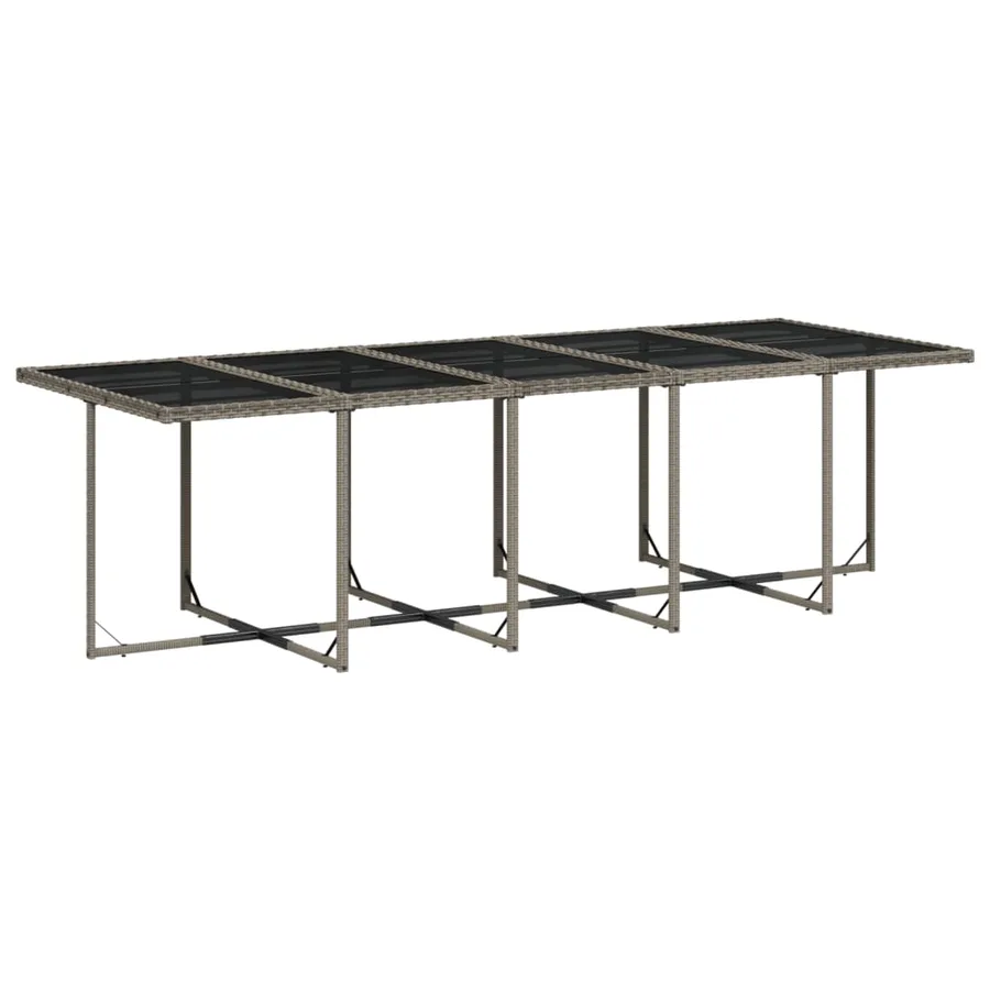 Ensemble à manger de jardin 11pcs avec coussins gris poly rotin - 4
