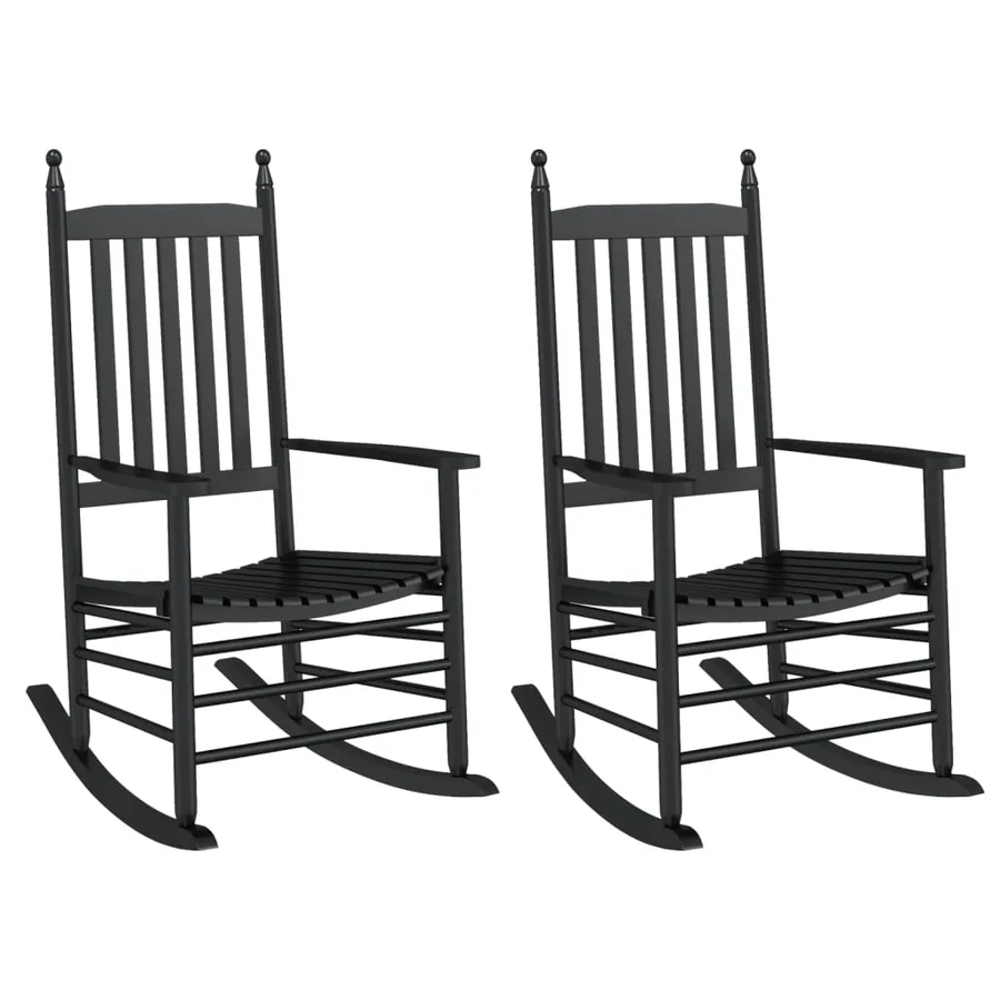 Chaises à bascule avec sièges incurvés lot de 2 noir peuplier - 2