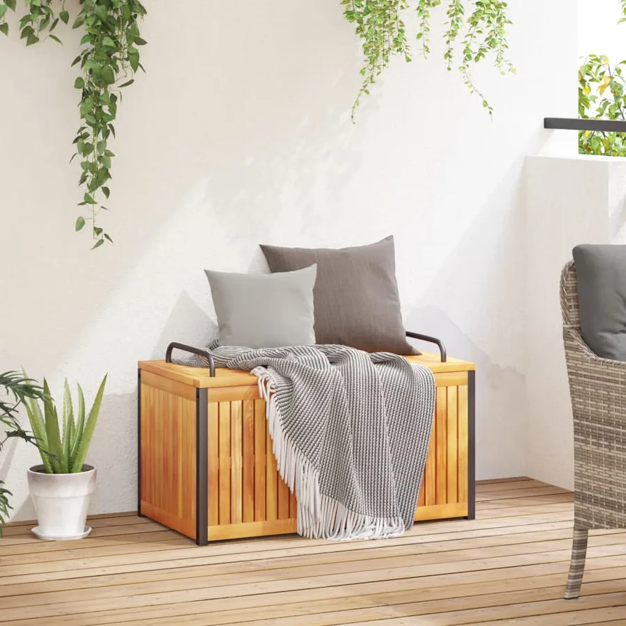Boîte à coussins d'extérieur bois d'acacia solide et acier - 3