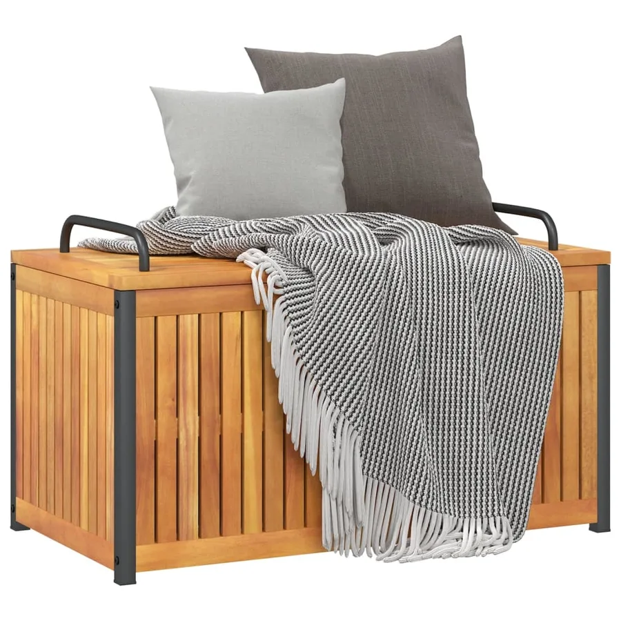 Boîte à coussins d'extérieur bois d'acacia solide et acier - 4